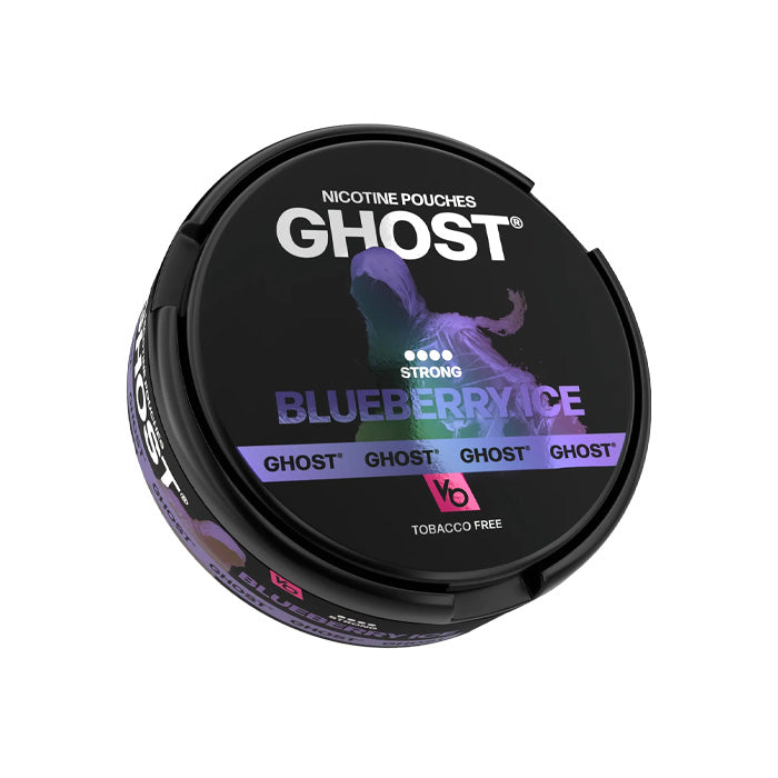 Tub of Blueberry Ice Ghost Nicotine Pouches Strong