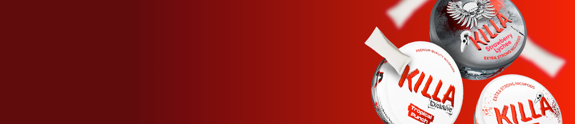 Killa brand products on a red background