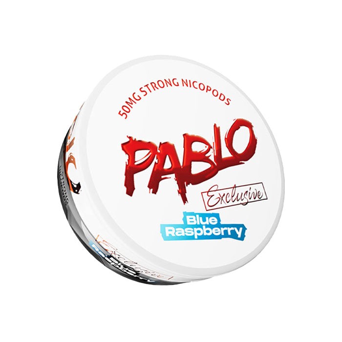 Tub of Blue Raspberry Pablo Exclusive 50mg Nicotine Pouches