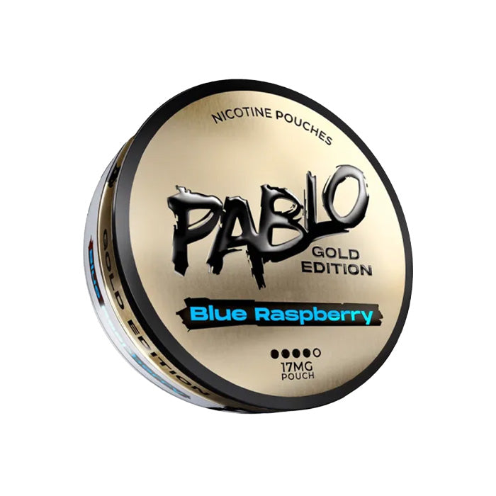 Tub of Blue Raspberry Pablo Gold Edition 17mg Nicotine Pouches