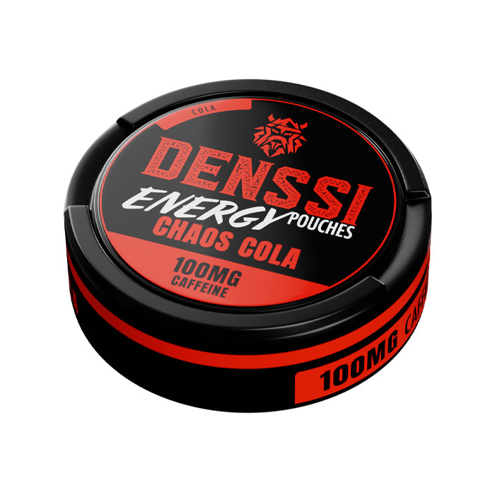 Can of 15 Denssi Chaos Cola 100mg Energy Pouches