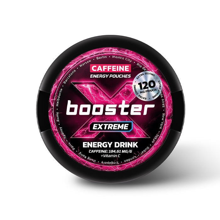 Can of 20 X-Booster Energy Drink 120mg Caffeine Energy Pouches