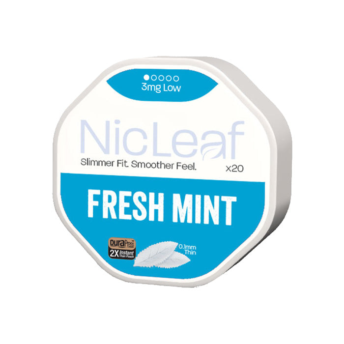Tub of Fresh Mint NicLeaf Nicotine Pouches