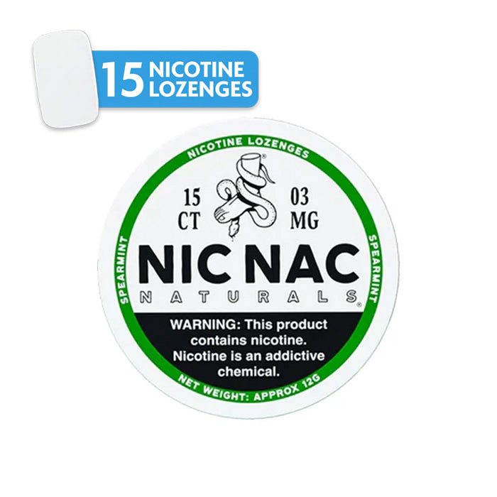 Can of 15 Spearmint 3mg Nic Nac Lozenges