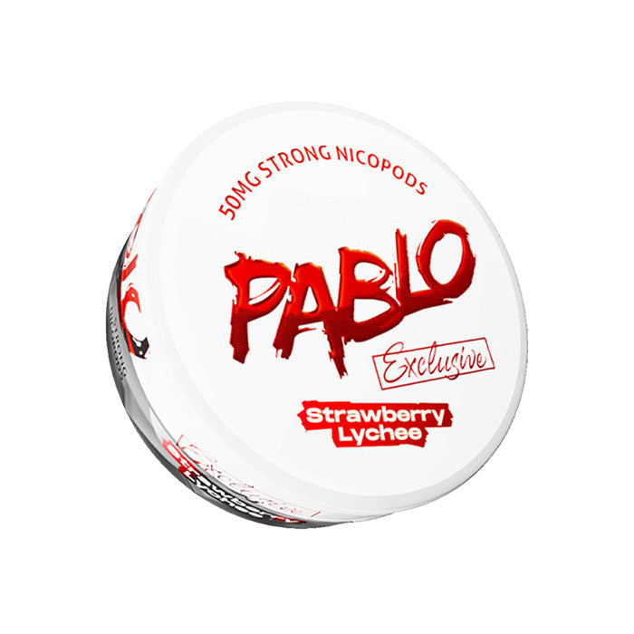 Tub of Strawberry Lychee Pablo Exclusive 50mg Nicotine Pouches