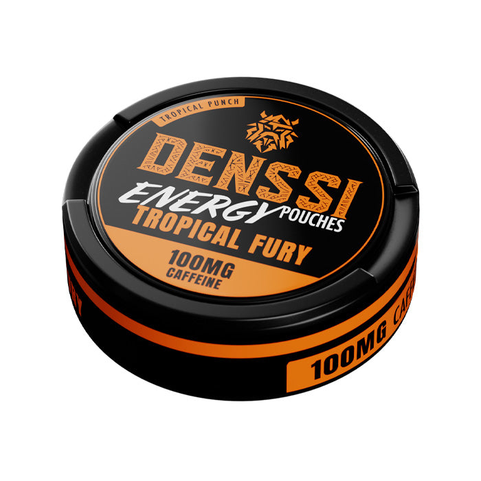 Can of 15 Denssi Tropical Fury 100mg Energy Pouches